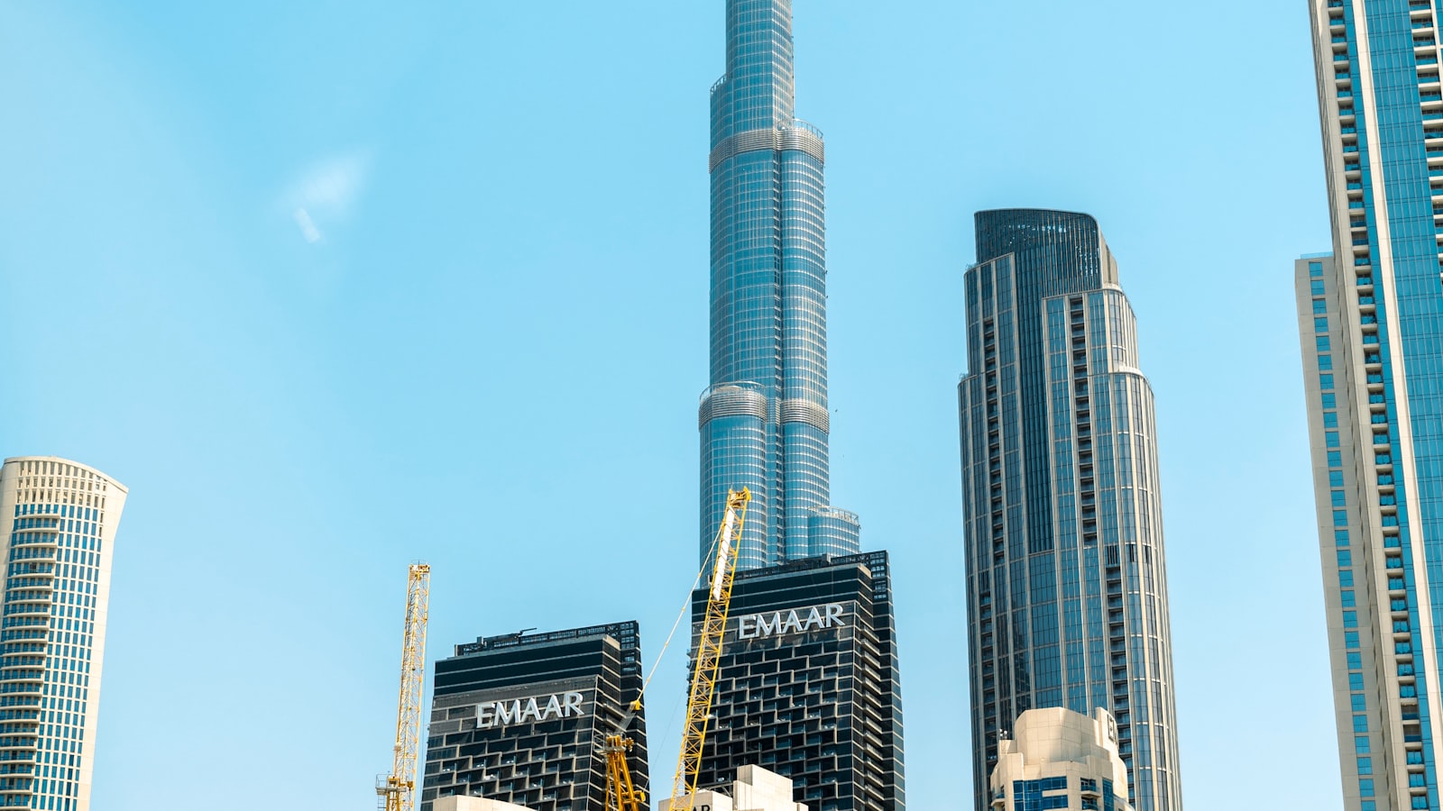 The Burj Khalifa rising above Downtown Dubai's towers