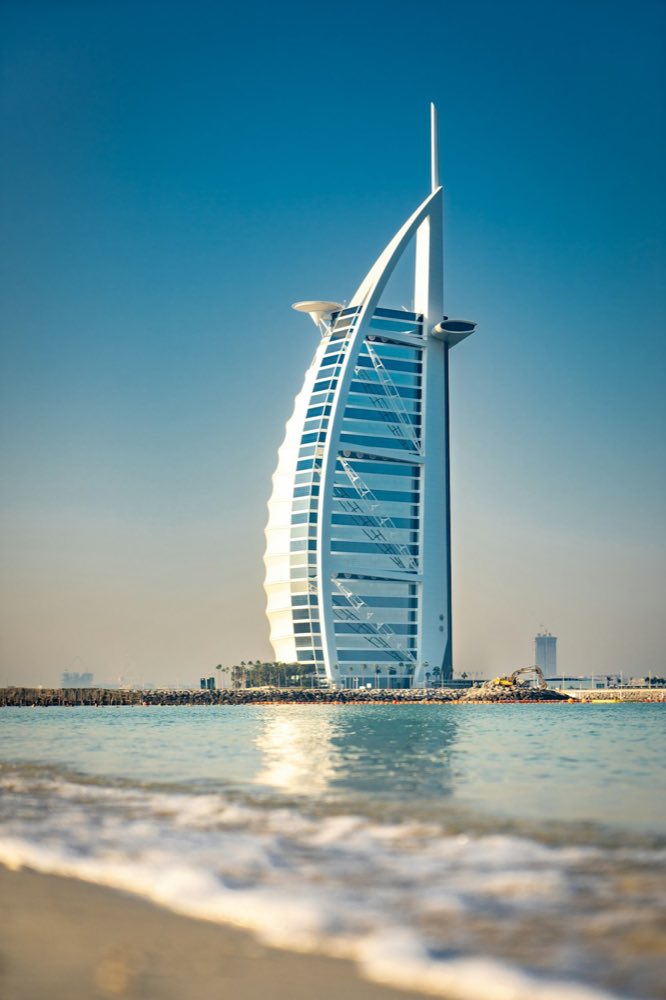 Dubai skyline at golden hour