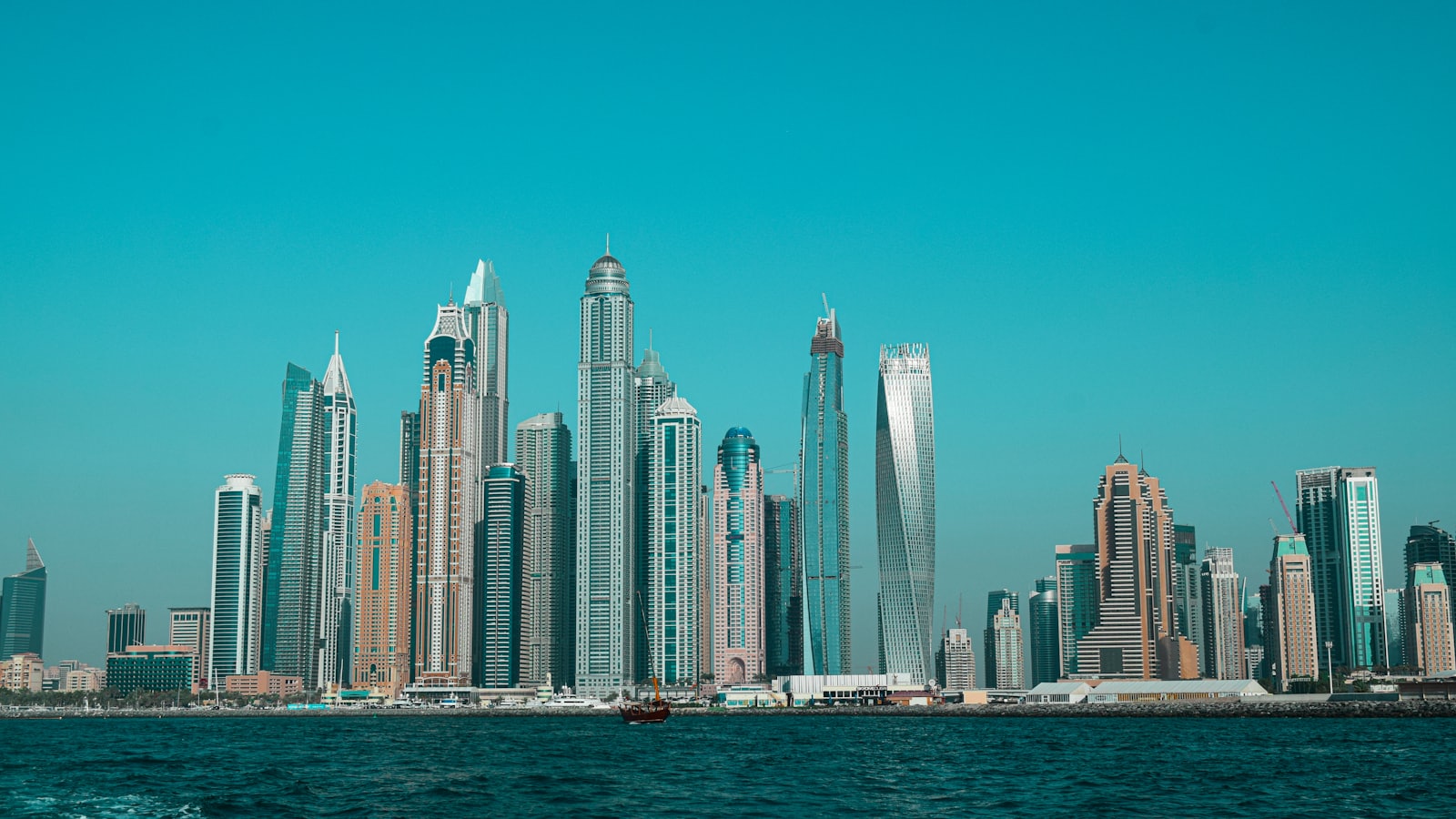 Dubai Marina skyline of high-rise towers across the water